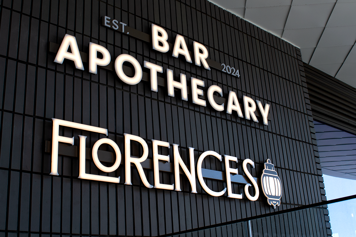 Illuminated front lit letters Perth hospitality sign Illuminated Signage 1 Bar Apothecary illuminated hospitality sign to Perth venue exterior