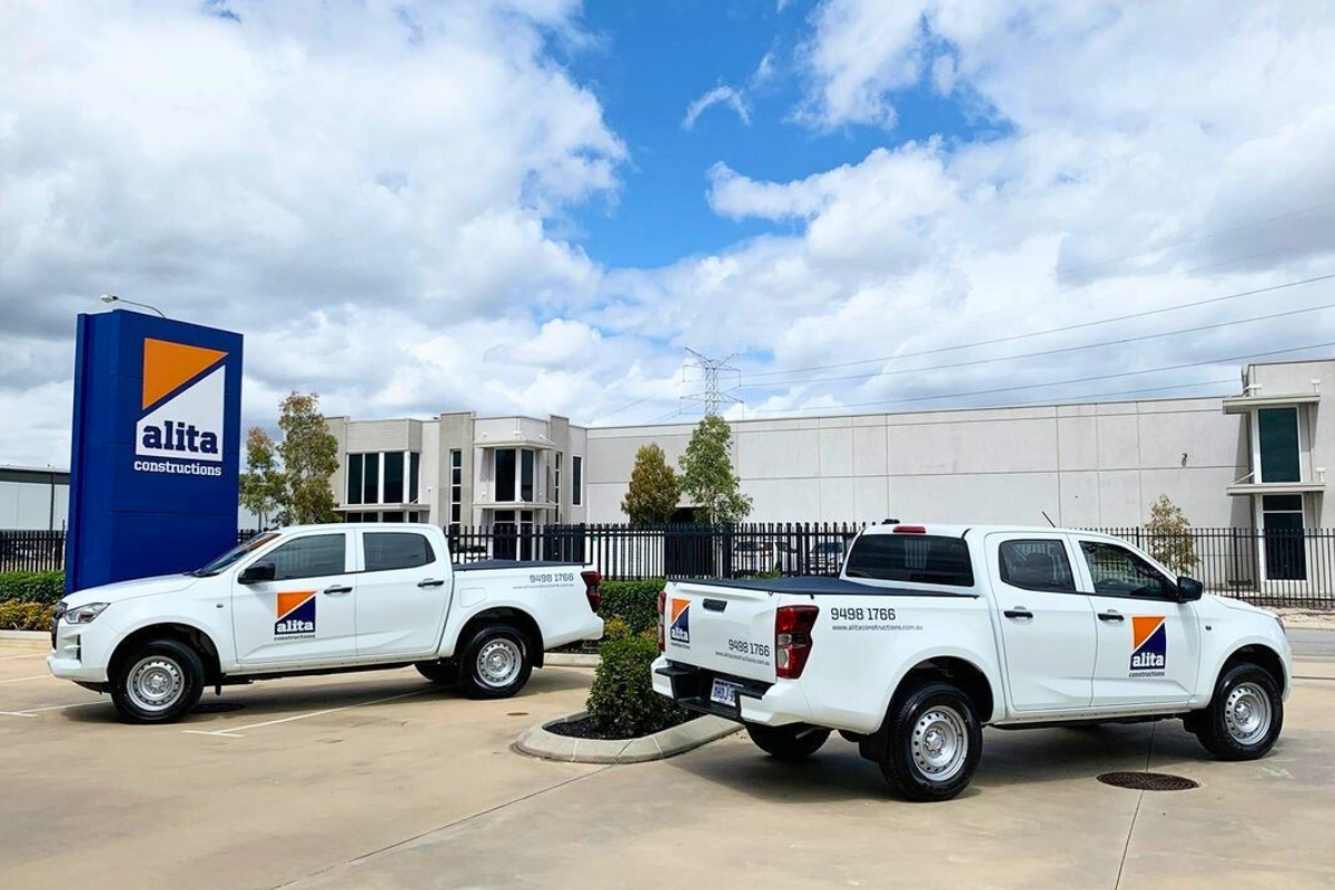 ute fleet graphics perth Fleet Graphics 11 Alita fleet of utes with branded vehicle graphics parked outside Perth office