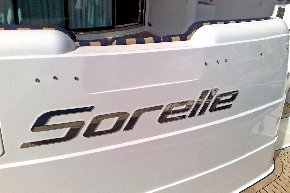 Stainless Steel Custom 3D Boat Name Perth Marine & Boat Signage 36 Luxury boat with premium 3d boat name sign Sorelle