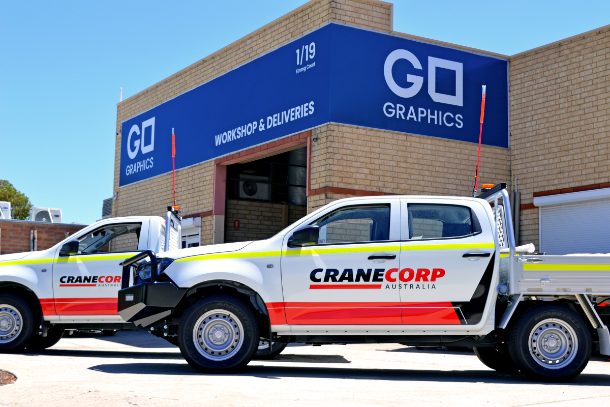 Mine spec Signage Perth Cranecorp Vehicle Graphics 72 4WD Ambulance with vibrant graphics and mine spec safety graphics on vehicle