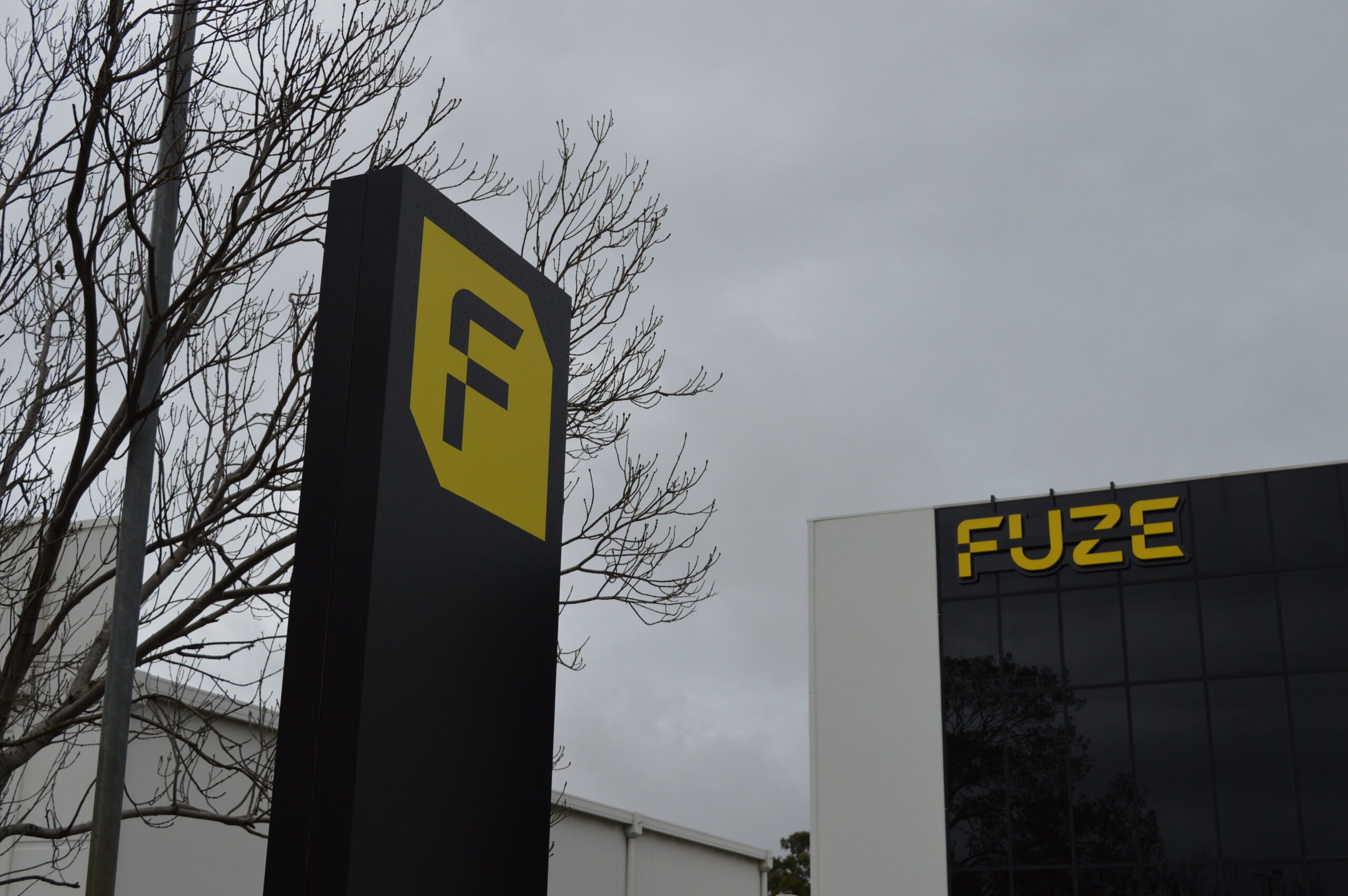 DSC 0534 scaled Pylon Signage 10 FUZE pylon sign pictured with external building sign at kewdale perth office