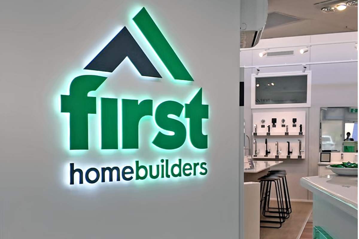 First Homebuilders Reception Signage Perth Go Graphics Reception Signage 13 First Homebuilders illuminated logo sign on front entrance wall