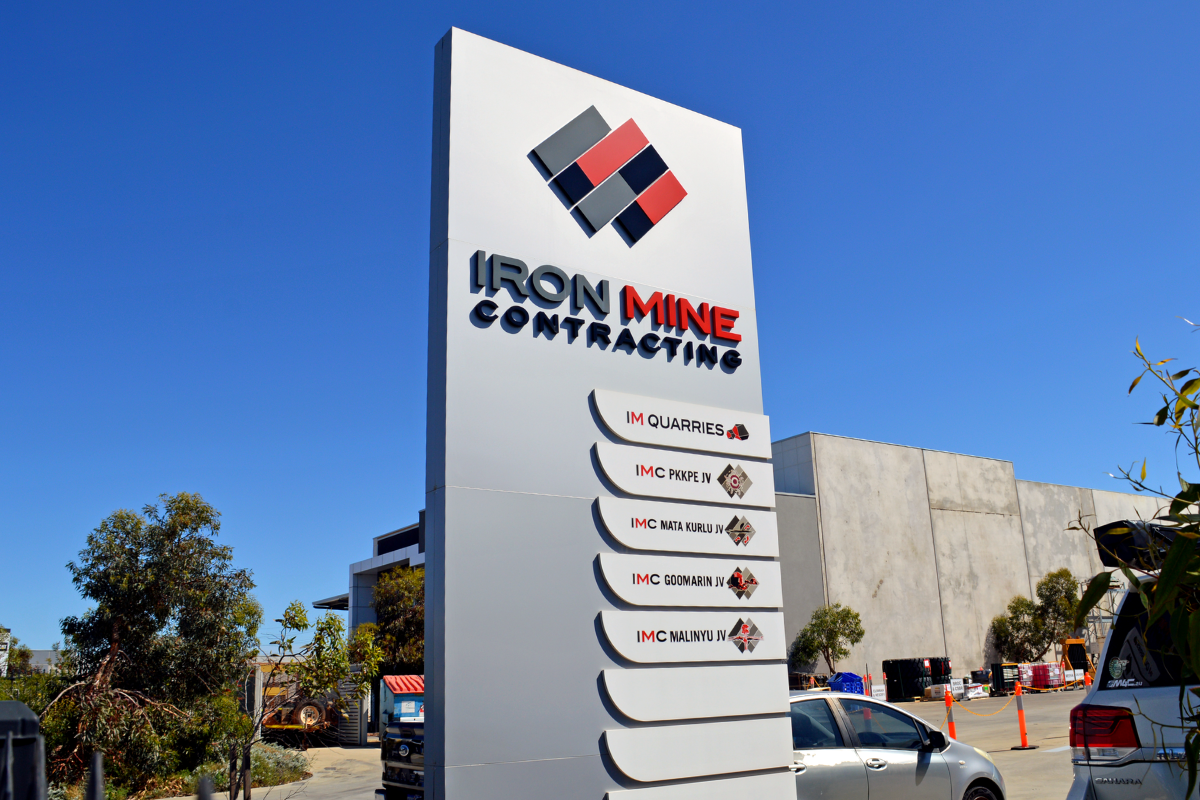 Ironmine Pylon Sign Perth Pylon Signage 1 Iron Mine pylon sign outside head office in Perth