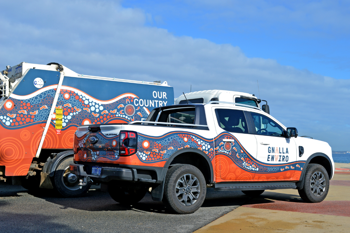 Mine spec Signage Perth Gnalla Mine Spec Signage Perth 16 Gnalla truck and ute and displaying indigenous vehicle graphics