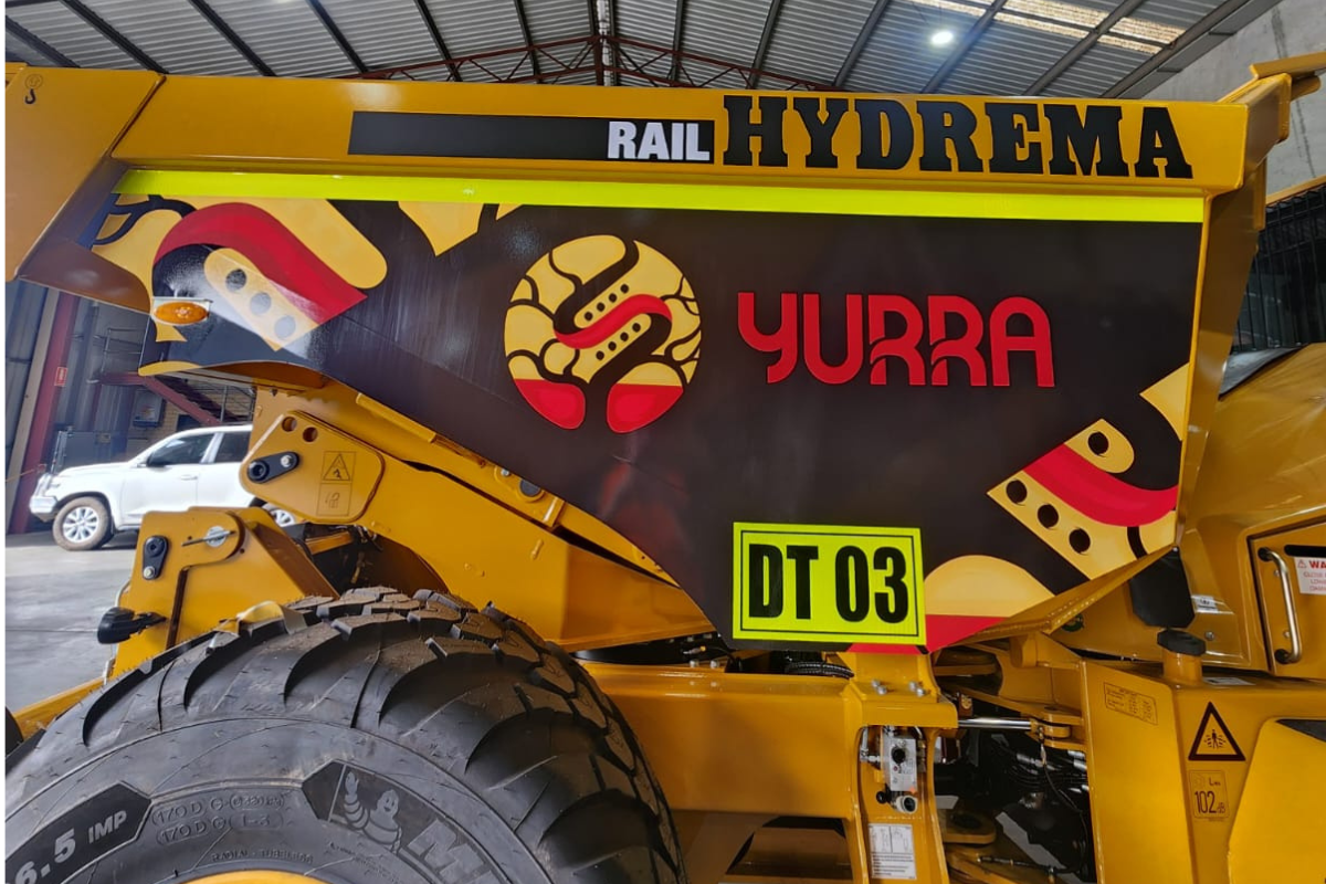 Mine spec Signage Perth Yurra 1 Mine Spec Signage Perth 15 yurra big cat truck displaying branding graphics and safety compliance signage