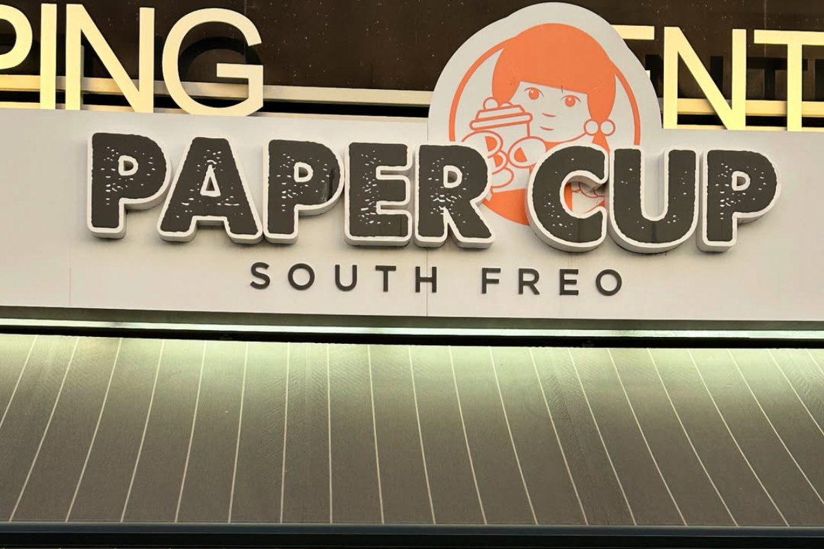 Ppaer Cup Shopfront Signage Perth Go Graphics Shopfront Signage 8 Close up photo of Paper Cup South Fremantle store showing exterior retail building signage