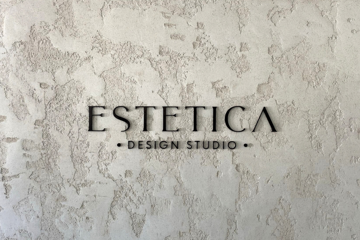 Reception Signage Perth Go Graphics Estetica Reception Signage 15 ESTETICA DESIGN STUDIO 3D entrance sign letters on textured wall in Perth